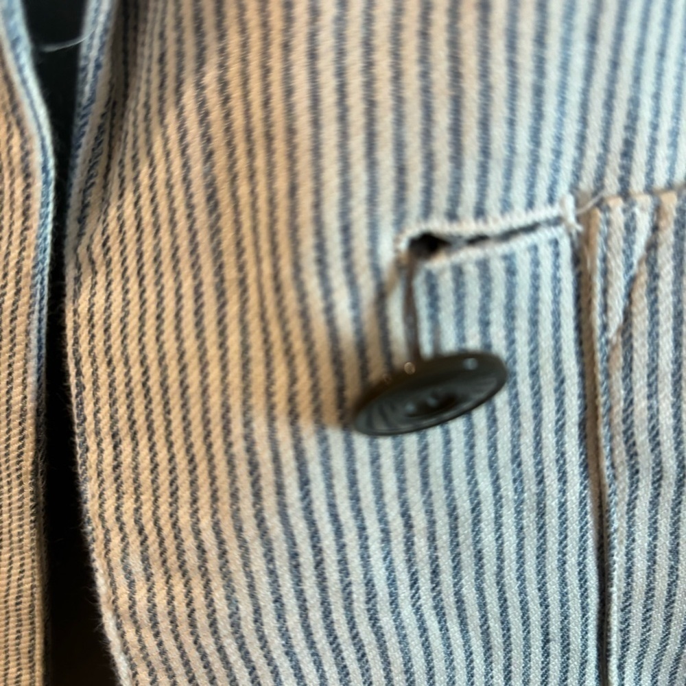 GOLDEN GOOSE DELUX COLLECTION Sz L Pin Stripe 100% Linen Lined Seersucker - Picture 9 of 11